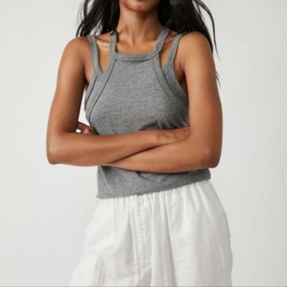 Free People  Movement Two Times the Charn Tank, Grey, Size Small #033